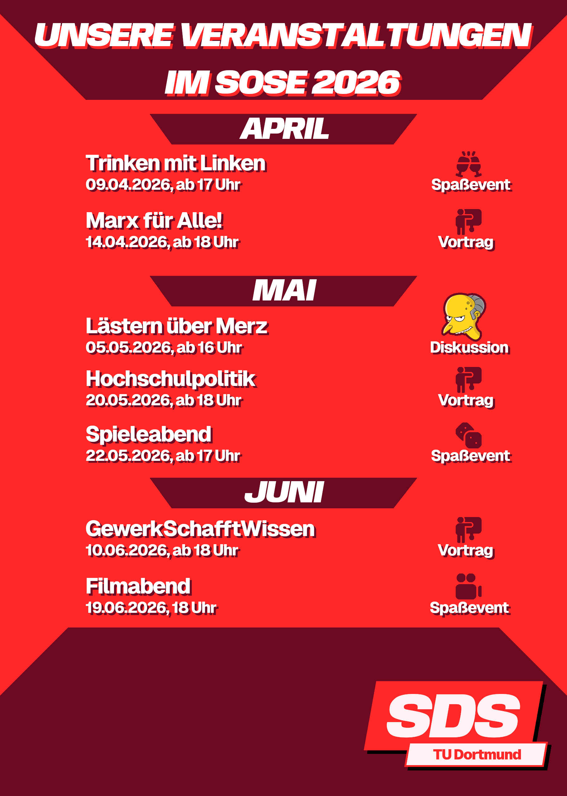 Liste von Veranstaltungen wie oben.